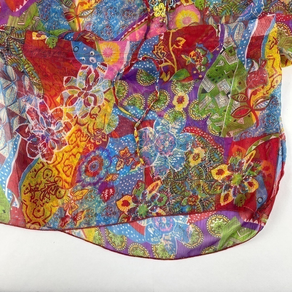 Sahiba Womens Blouse Coverup Multicolor Beaded - Picture 7 of 8
